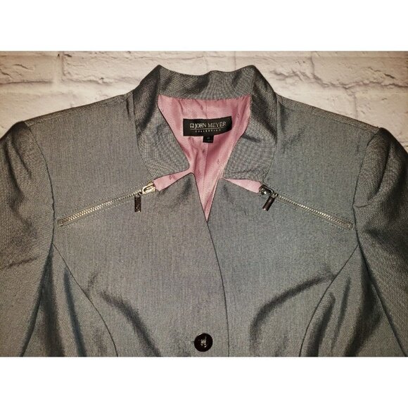 Pre-owned John Meyer Women's Size 8 Reflective Grey Blazer - Picture 3 of 9